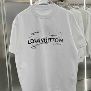 LV Sketch Logo White Cotton T Shirt Reprint